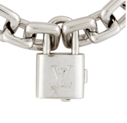 LOUIS VUITTON 18K WHITE GOLD PADLOCK CHARM BRACELET