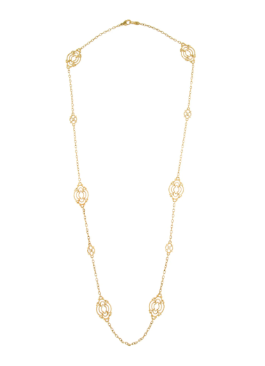 JUDITH RIPKA 18K YELLOW GOLD AND DIAMOND FILLIGREE STATION NECKLACE