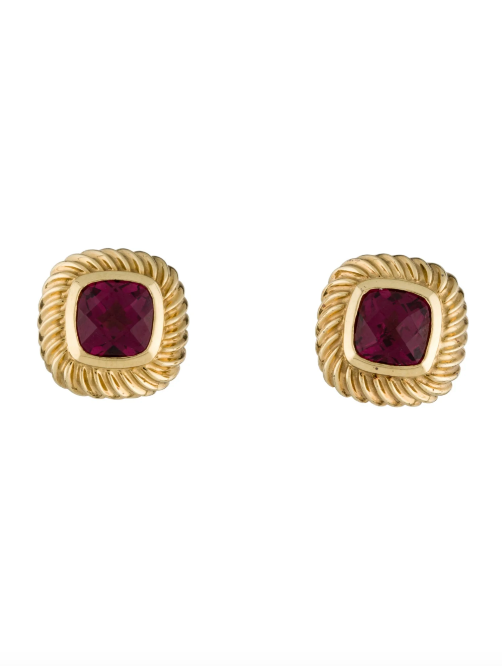 DAVID YURMAN 18K YELLOW GOLD AND GARNET STUD EARRINGS