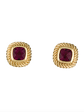 DAVID YURMAN 18K YELLOW GOLD AND GARNET STUD EARRINGS