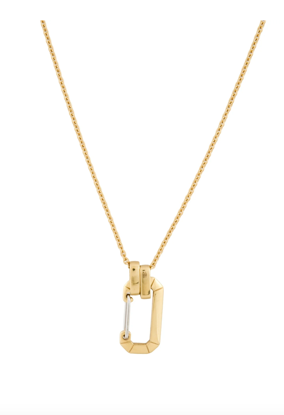 EERA 18K YELLOW AND WHITE GOLD HOOK PENDANT NECKLACE