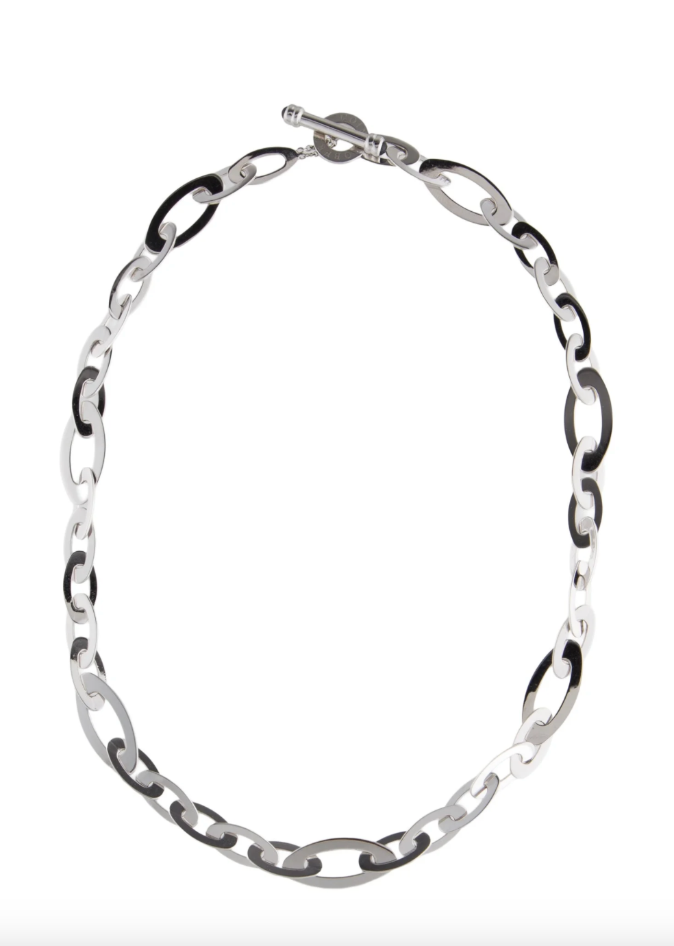 ROBERTO COIN 18K WHITE GOLD AND SAPPHIRE CHIC AND SHINE OVAL LINK NECKLACE