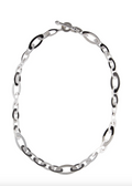 ROBERTO COIN 18K WHITE GOLD AND SAPPHIRE CHIC AND SHINE OVAL LINK NECKLACE