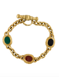 Vahe Naltchayan 18K Carved Carnelian, Onyx, & Chalcedony Station Bracelet