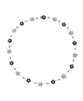 18K WHITE GOLD, SAPPHIRE AND DIAMOND STATION NECKLACE