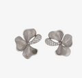 18K WHITE GOLD AND DIAMOND FLORAL OMEGA EARRINGS