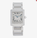 CARTIER 18K WHITE GOLD AND DIAMOND TANK FRANCAISE