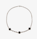 BVLGARI 18K WHITE GOLD AND BLACK OYNX STATION NECKLACE