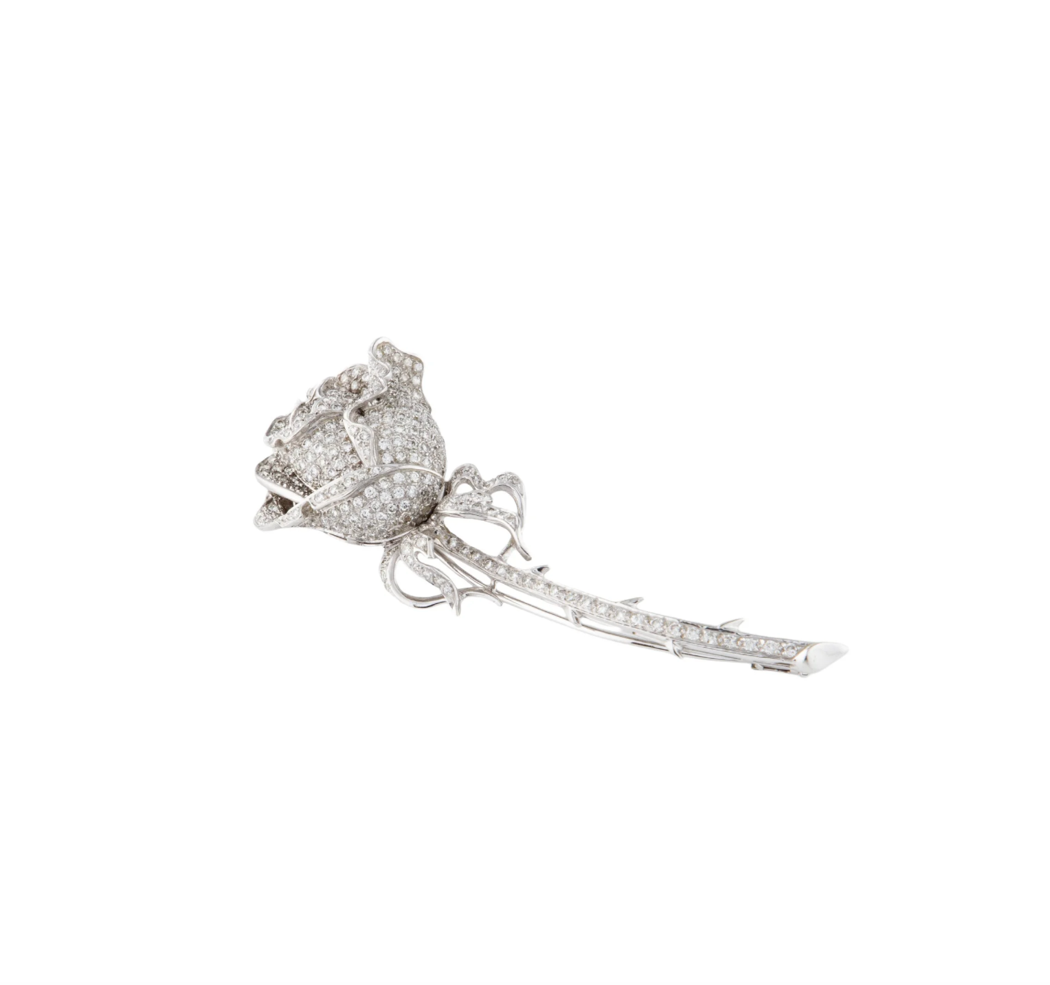 18K WHITE GOLD & DIAMOND  3.00 T.C.W BROOCH PIN