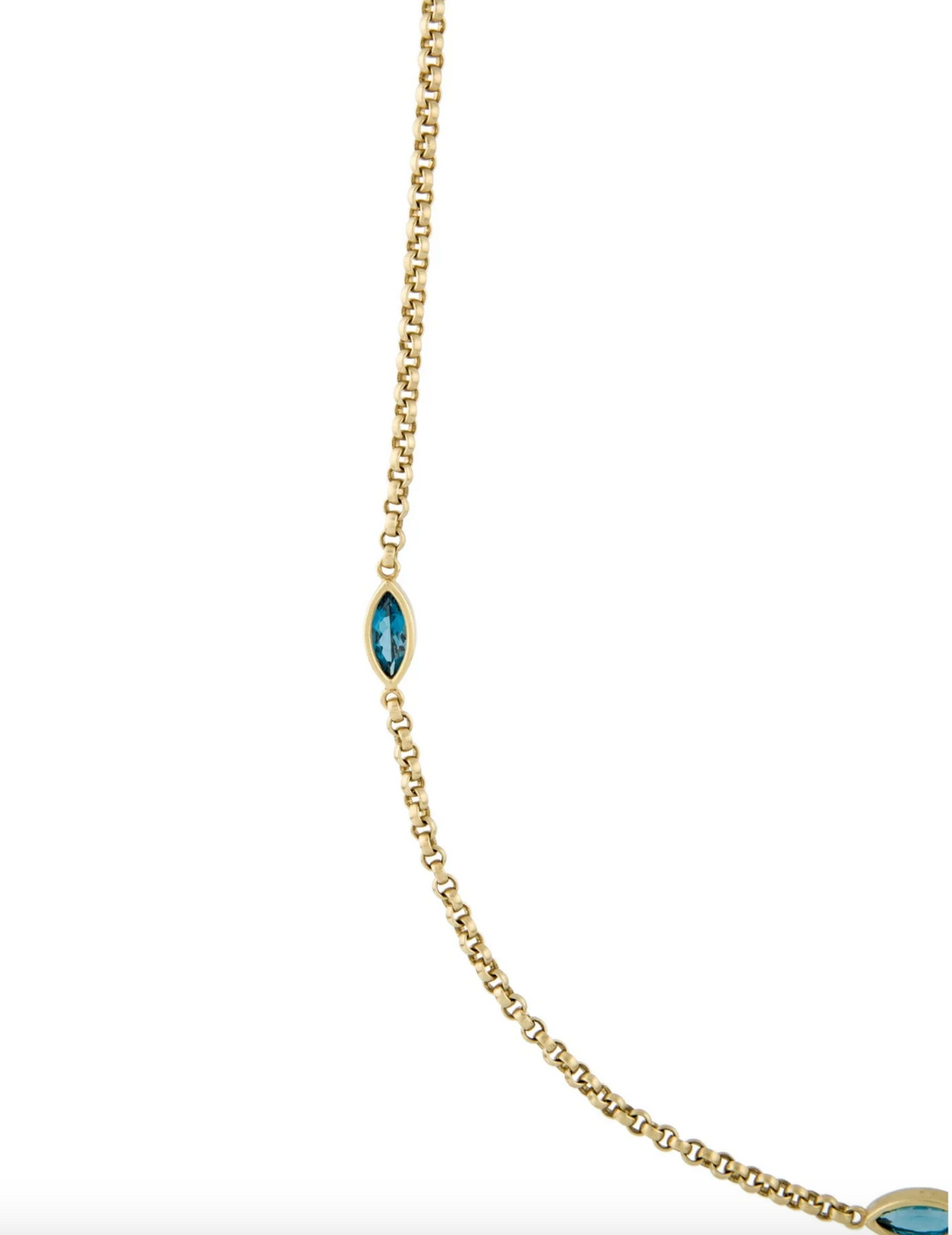 SLANE 18K YELLOW SAN BLASED GOLD  7.70T.C.W. TOPAZ CHAIN LINK NECKLACE