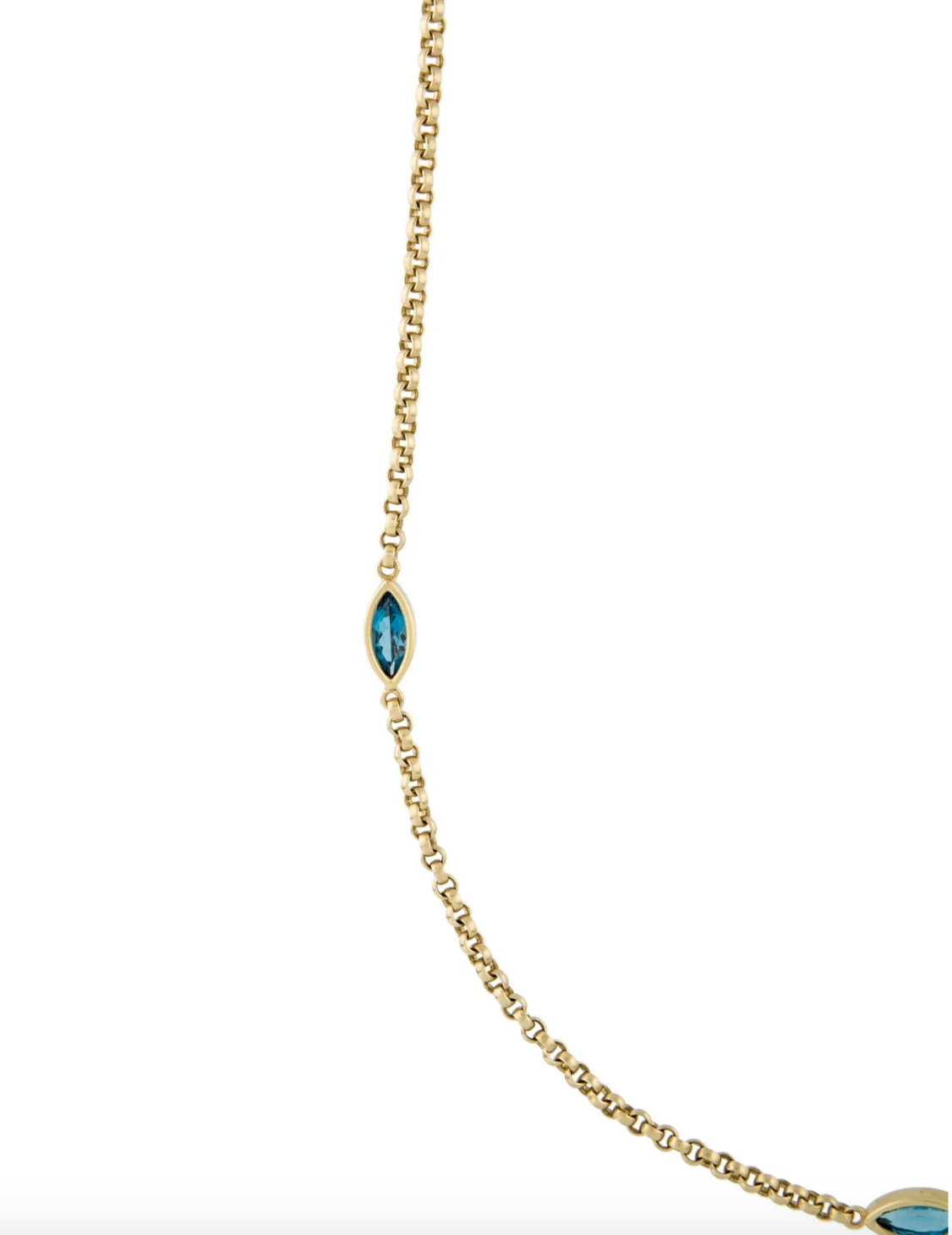 SLANE 18K YELLOW SAN BLASED GOLD  7.70T.C.W. TOPAZ CHAIN LINK NECKLACE