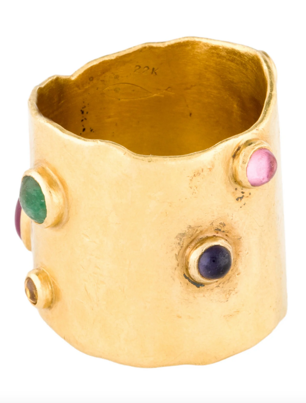 HEIKE GREBENSTEIN 22K YELLOW GOLD MULTISTONE RING BAND