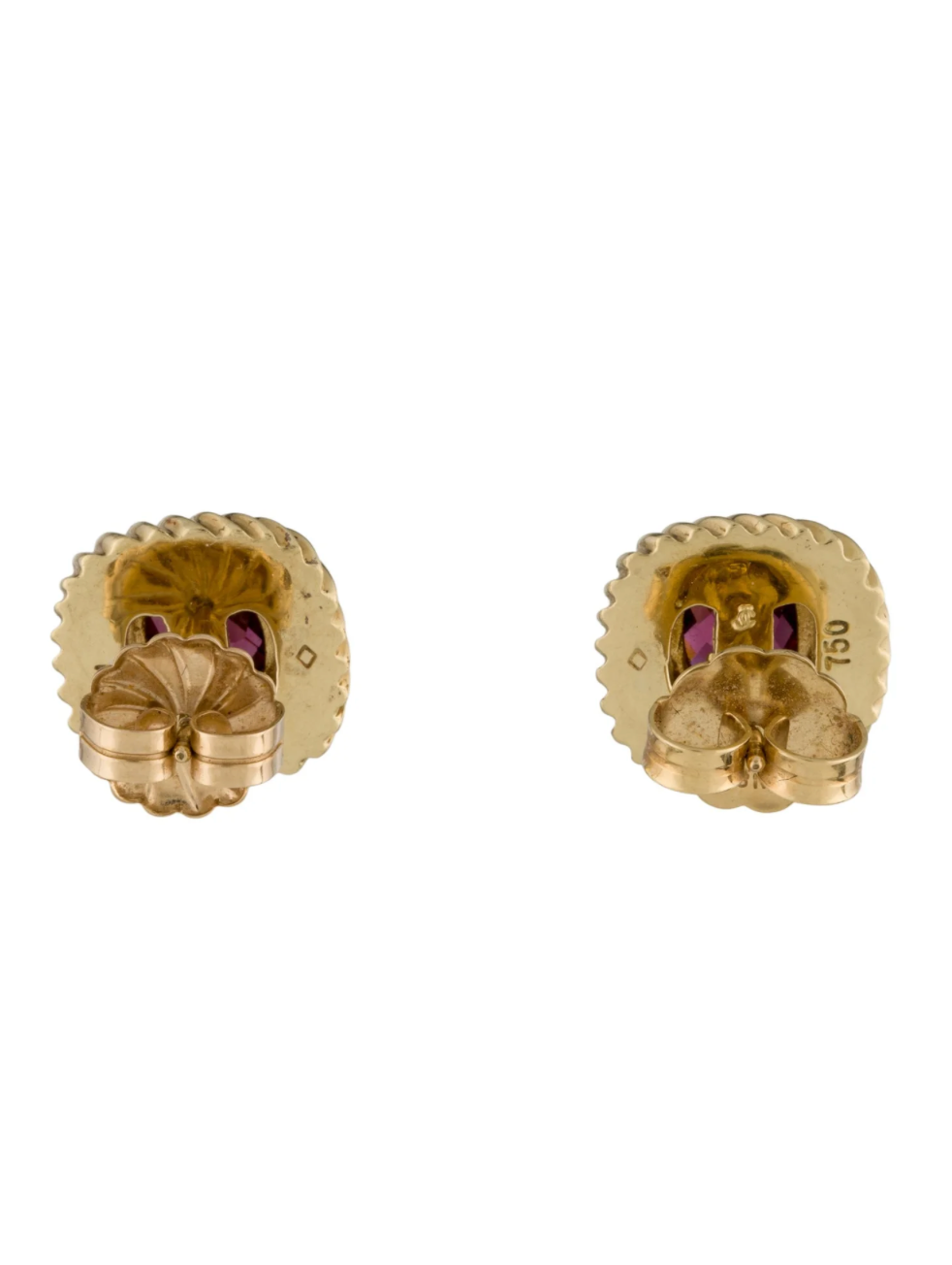 DAVID YURMAN 18K YELLOW GOLD AND GARNET STUD EARRINGS