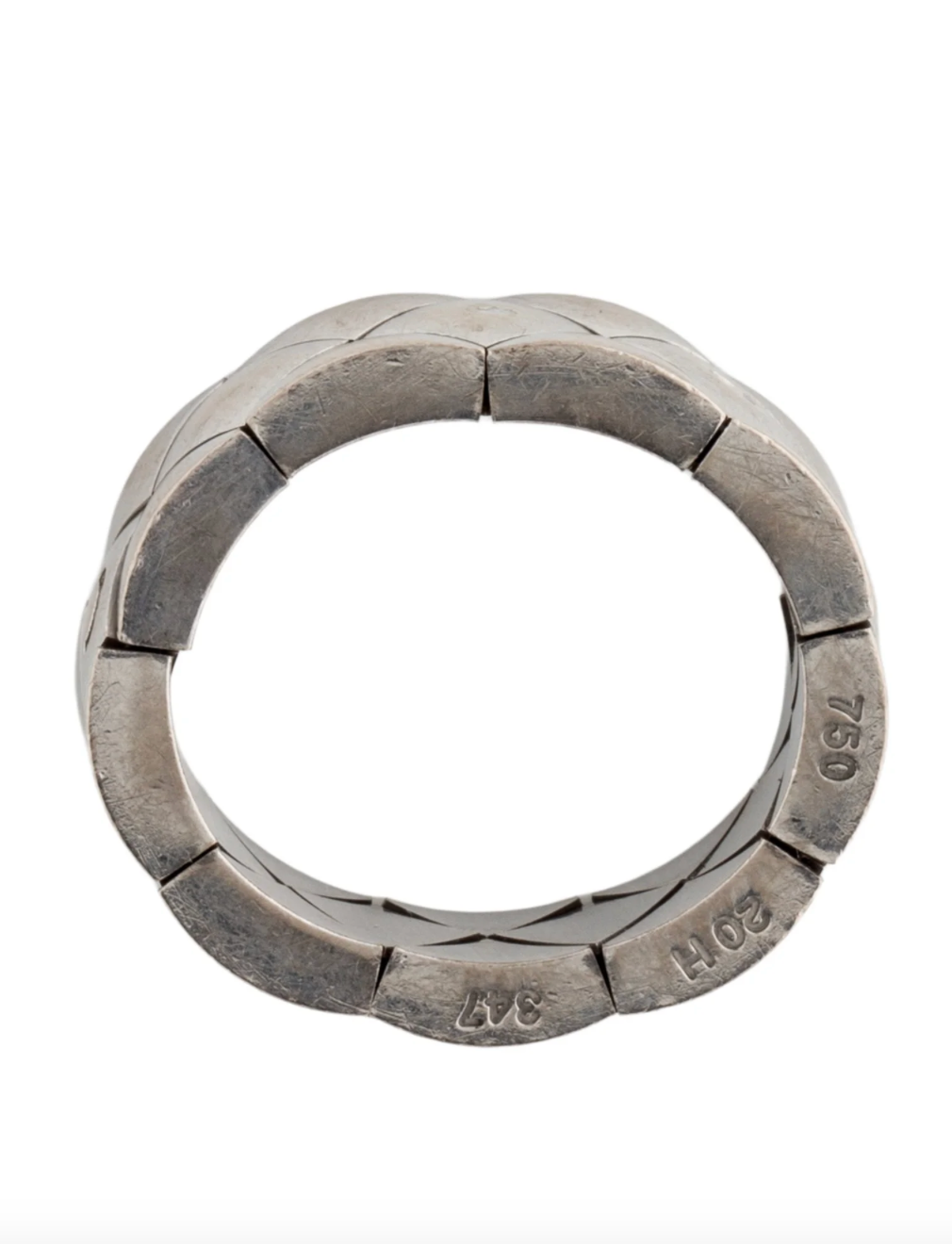 CHANEL 18K WHITE GOLD MATELASSE RING ( RECENTLY POLISHED LIKE NEW AGAIN )