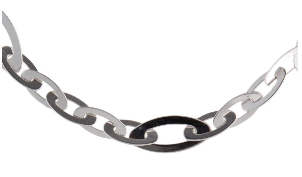 ROBERTO COIN 18K WHITE GOLD AND SAPPHIRE CHIC AND SHINE OVAL LINK NECKLACE