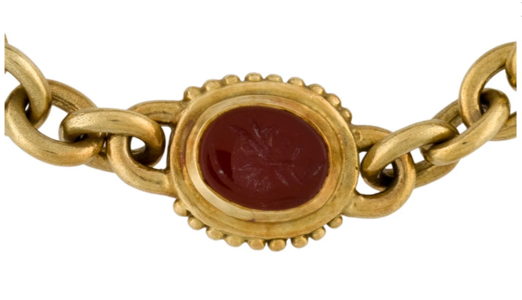 Vahe Naltchayan 18K Carved Carnelian, Onyx, & Chalcedony Station Bracelet