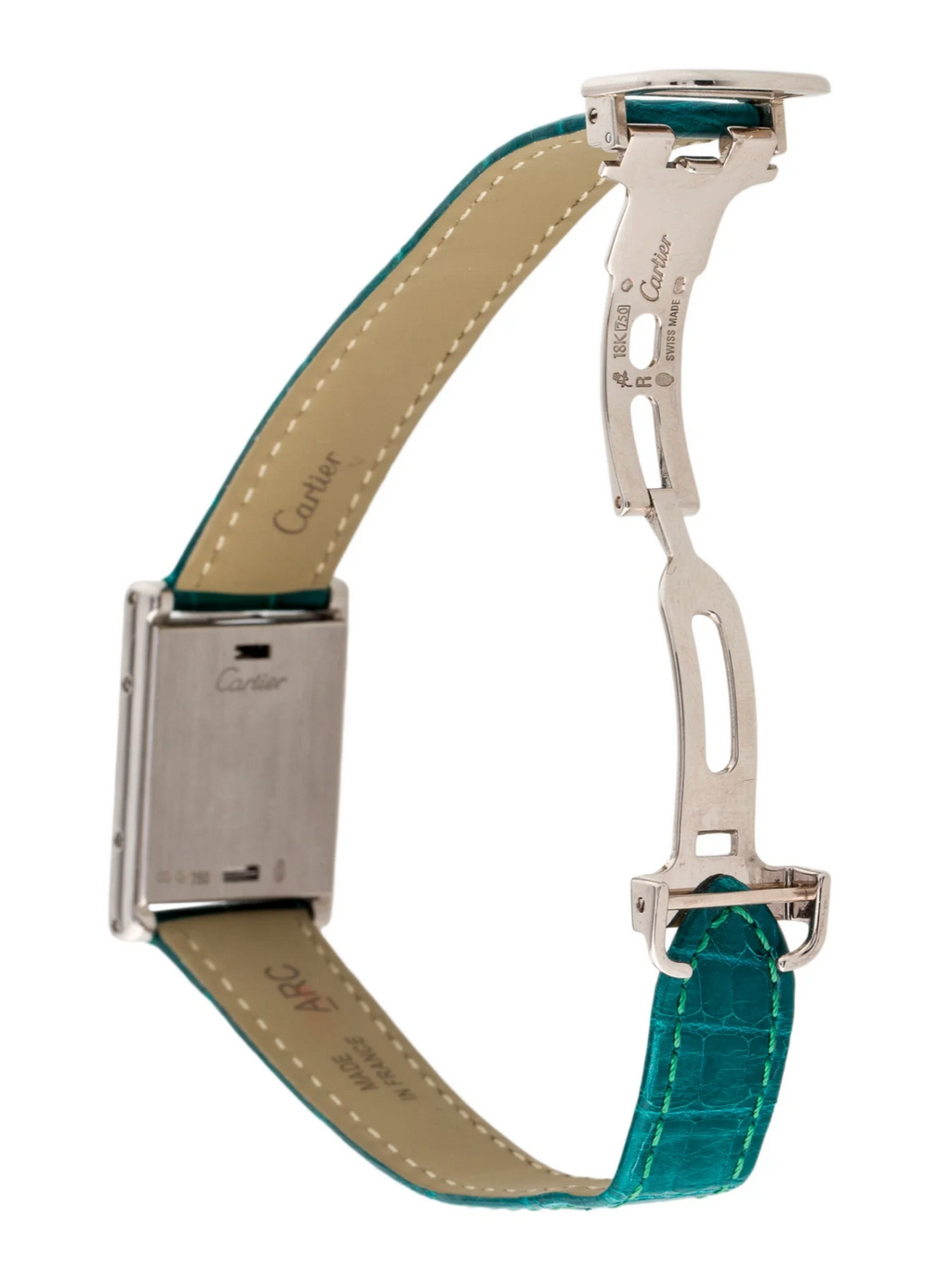 CARTIER 18K WHITE GOLD AND DIAMOND TANK REVERSING BASCULANTE