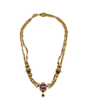 SEIDENGANG 18K YELLOW GOLD, DIAMOND, AMYTHEST, TOURMALINE COLLAR NECKLACE