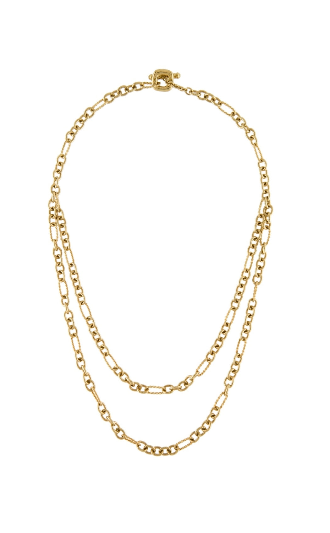 DAVID YURMAN 18KT YELLOW GOLD FIGARO CHAIN LINK NECKLACE
