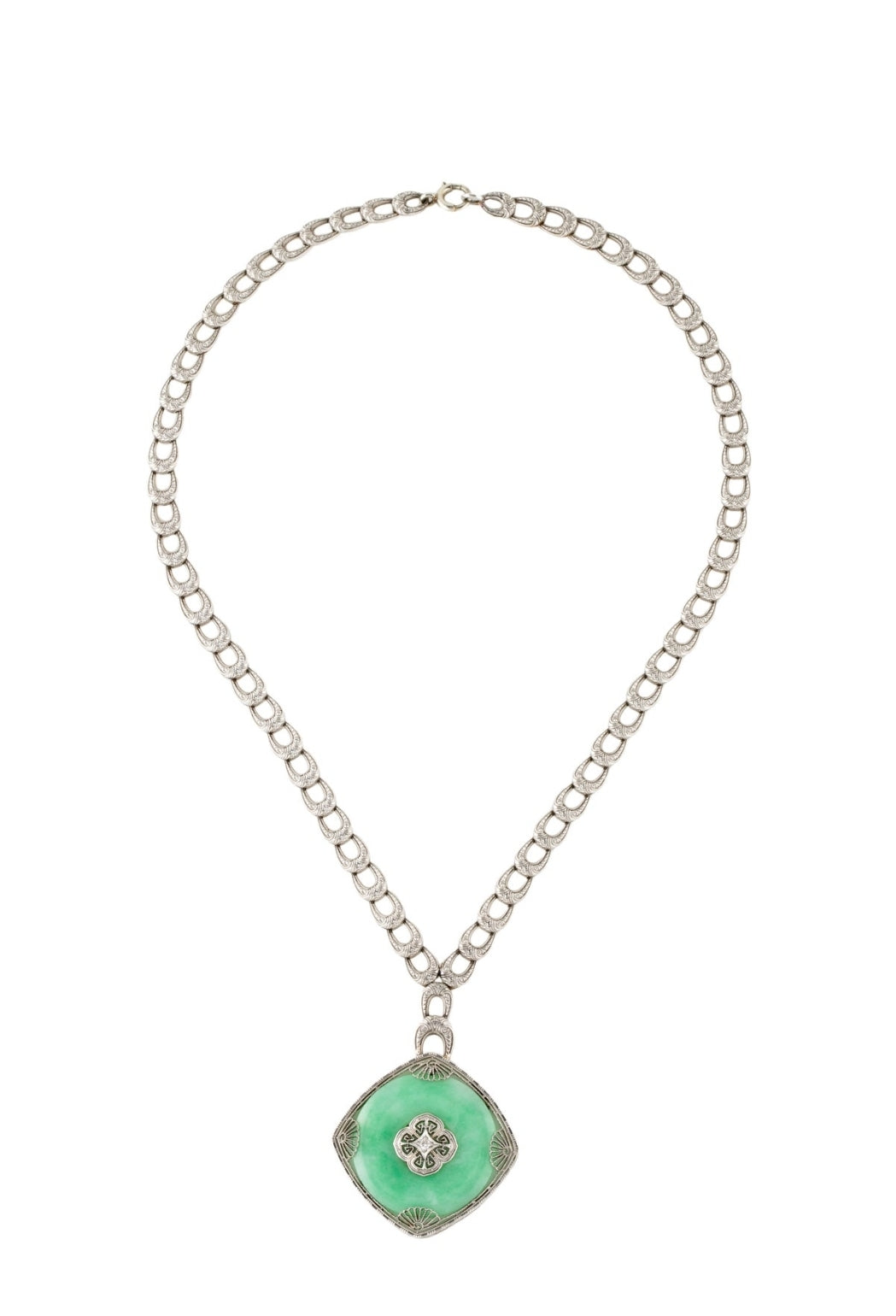 JADEITE PLATINUM & 14KT WHITE GOLD ESTATE NECKLACE